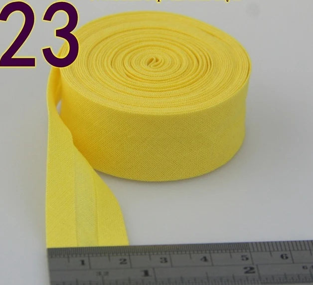 Sesgo, cinta al bies 100% de algodón, 20mm de ancho, 3/4 ",  con pliegue planchado, 5 mts