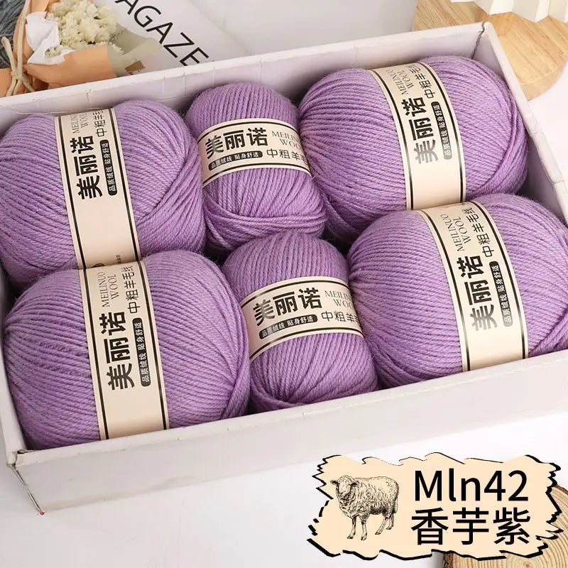 500 g/set de lana merina de 4 capas para tejer a mano