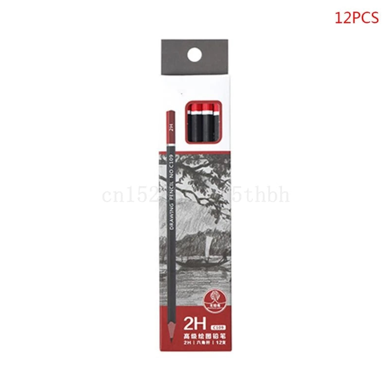 12 unids/caja lápiz de grafito para boceto, dibujo, escritura, 2H HB 2B 3B 3H 4B 5B