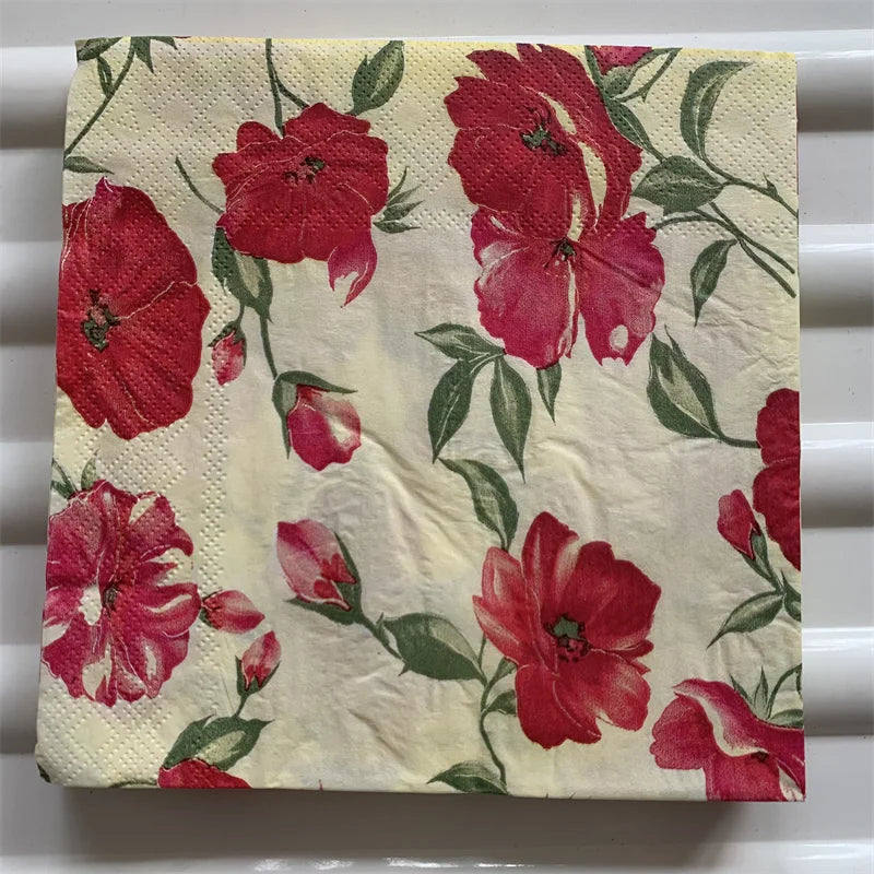 Decoupage-Servilletas de papel de flores, mariposas, 20 unidades