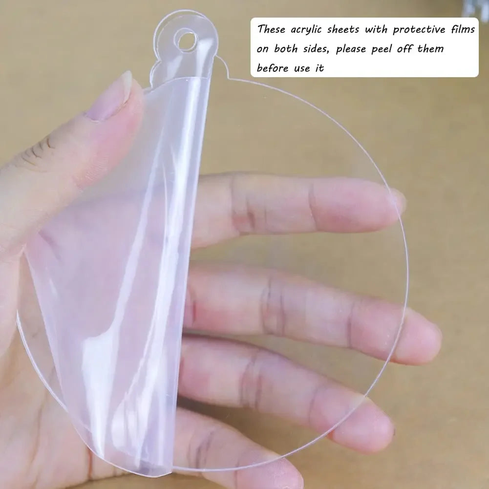 50 Uds. Adornos navideños acrílicos, colgantes en blanco transparente de 3 pulgadas para manualidades