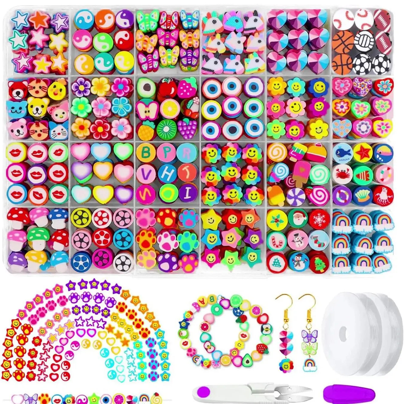 Kit de pulsera, juego de mostacillas, bandas de goma, Kit de fabricación de pulseras para pequeños artesanos