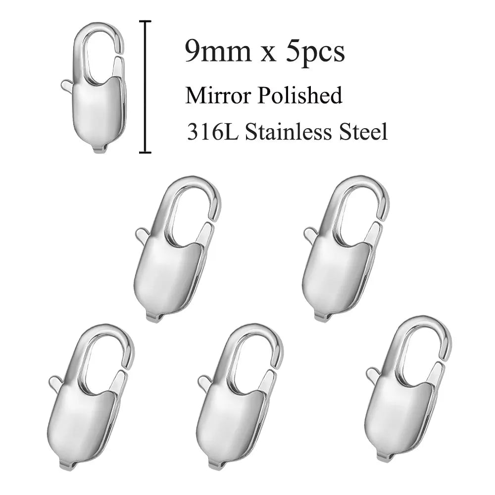 5 unids/lote de cierre de langosta rectangular de acero inoxidable de joyería para hacer collares y pulseras