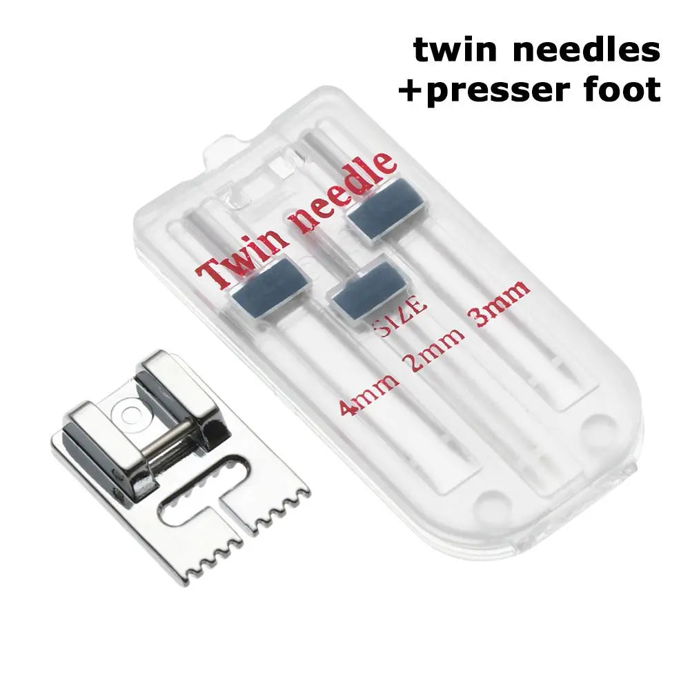 Prensatelas arrugadas para máquina de coser, herramientas multifuncionales con 9 ranuras, doble puntada, 3 tamaños, 2/90, 3/90, 4/90