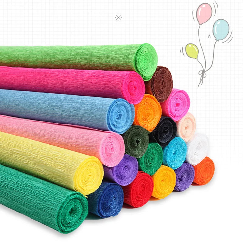 Rollo de papel crepé de colores de 50x250cm.