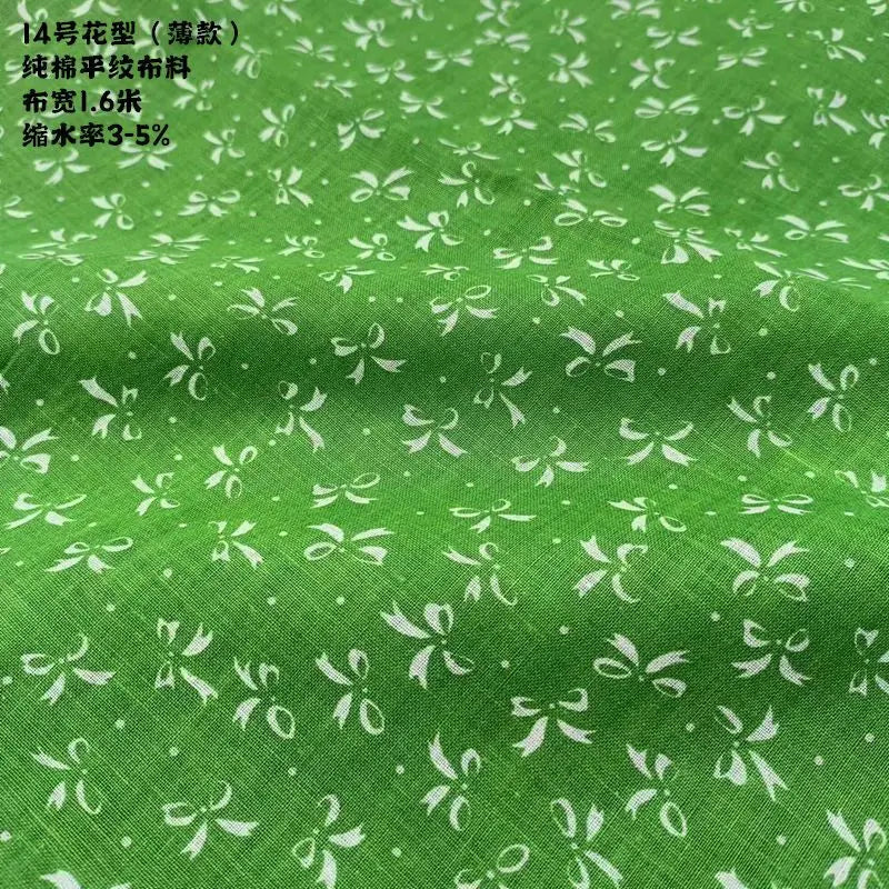 Tela estampada de algodón puro por metros, textil fino, transpirable, Verde