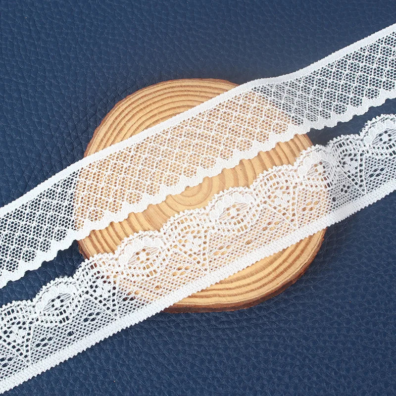 Accesorios de encaje blanco elástico, 1-2cm