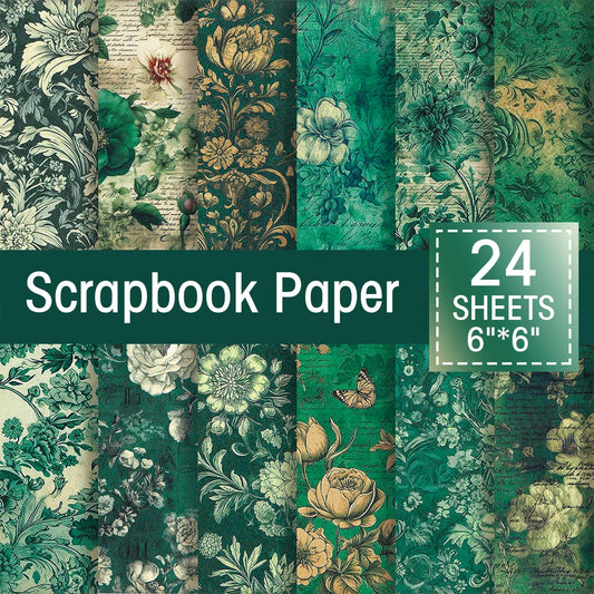 24 Uds. Papel de regalo con estampado Floral Retro,