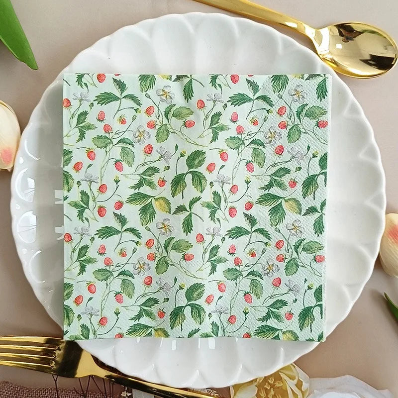Paquete de 20 Servilletas de Papel con Estampado de Frutas