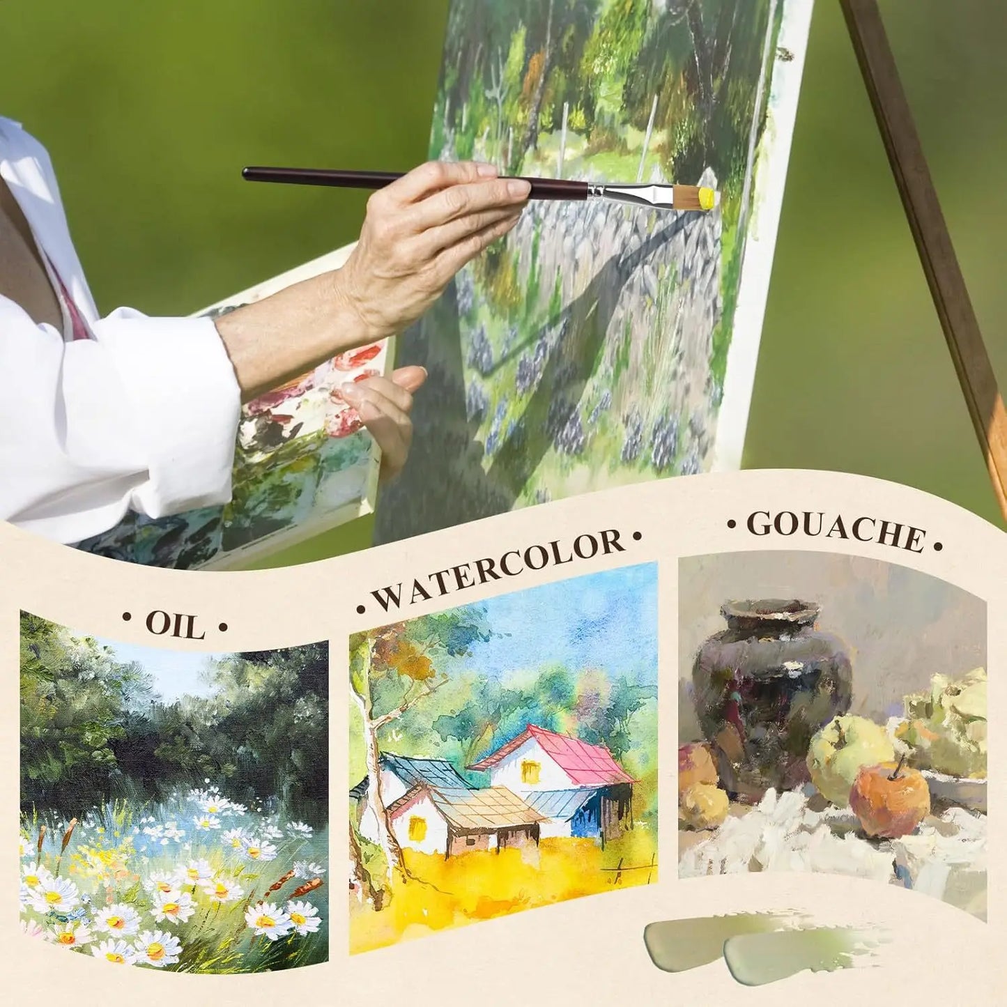 Juego de pinceles de nylon de 26 piezas para acuarela, acrílica y pintura al óleo, kit de pinceles de dibujo de arte profesional