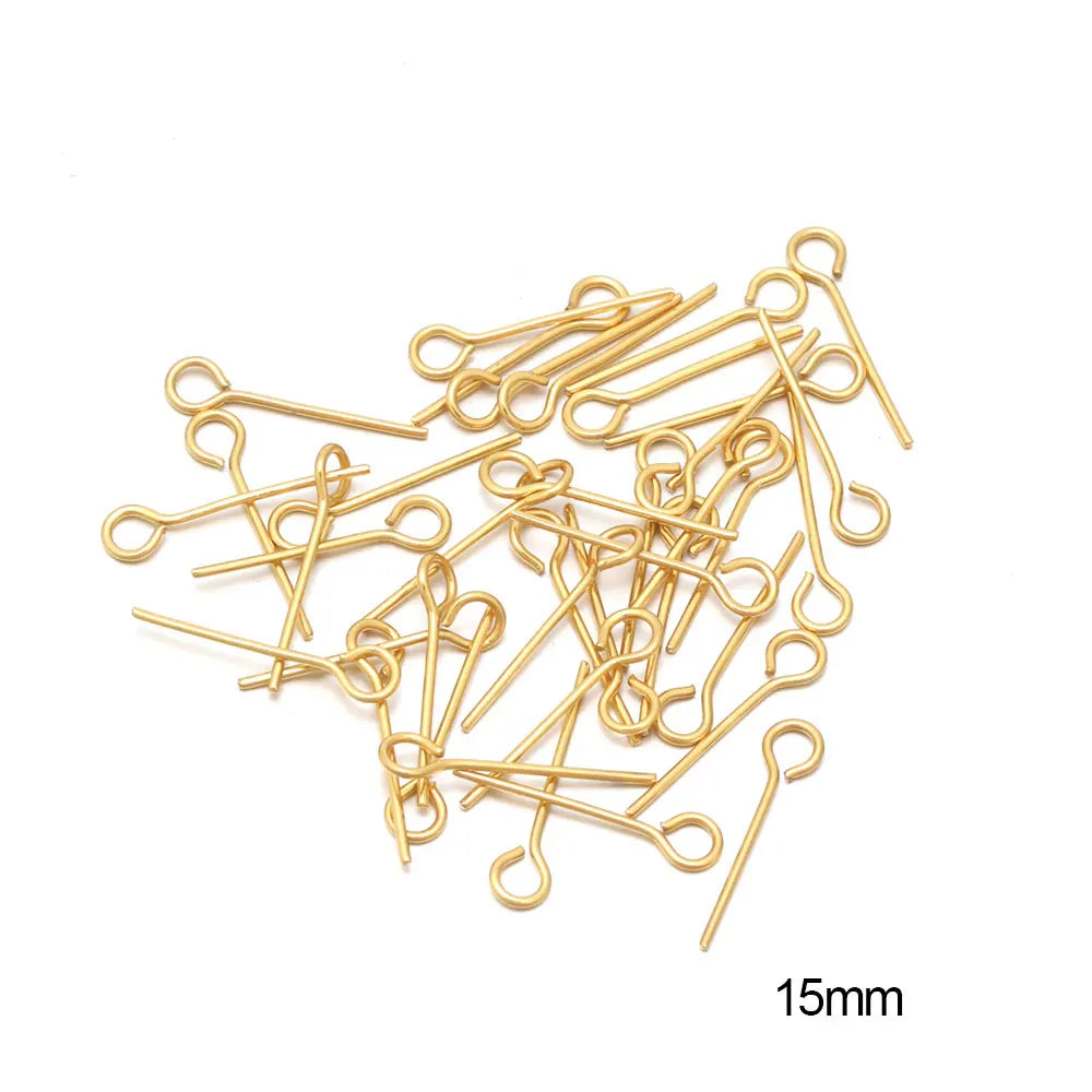 100/50 Uds. Cabezas de acero inoxidable, de cabeza plana, de bola de Color dorado para accesorios de joyería