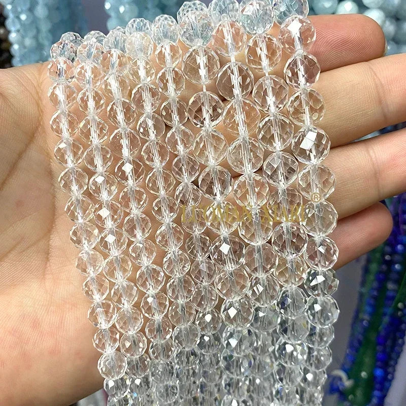 Piedra Natural redonda facetada AAA, mostacillas espaciadoras sueltas para fabricación de joyería