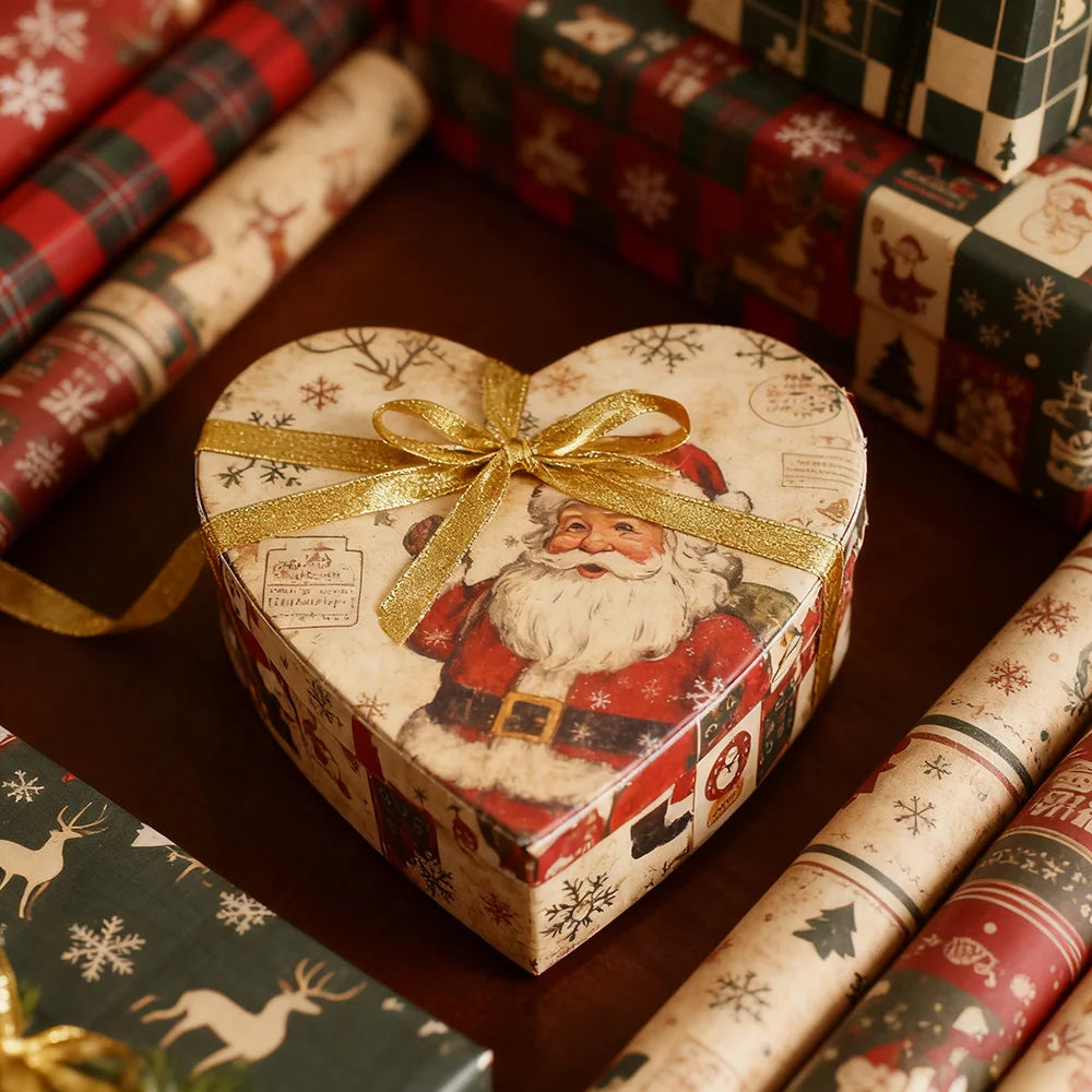 6 hojas de papel para envolver regalos de Navidad, muñeco de nieve, alce, Navidad, etc.