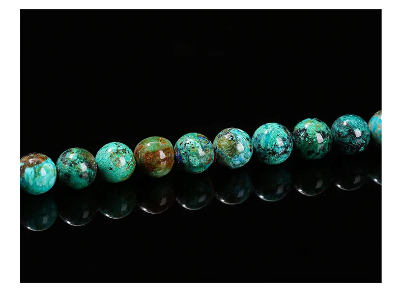 Mostacillas de piedra de crisocola de azurita natural, redondo para fabricación de joyas, 6, 8, 10mm