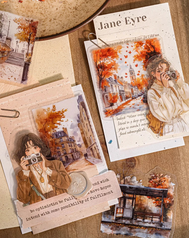 30 hojas de pegatinas de vida otoñal, Material decorativo creativo