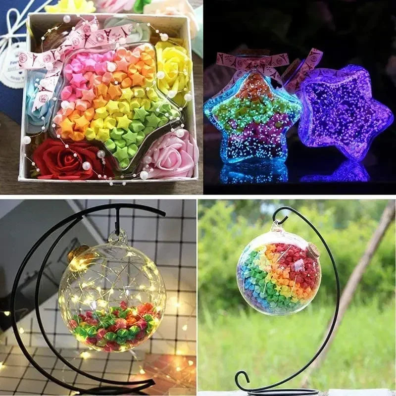 Tira de papeles de estrellas de Origami, 540 hojas, doble cara