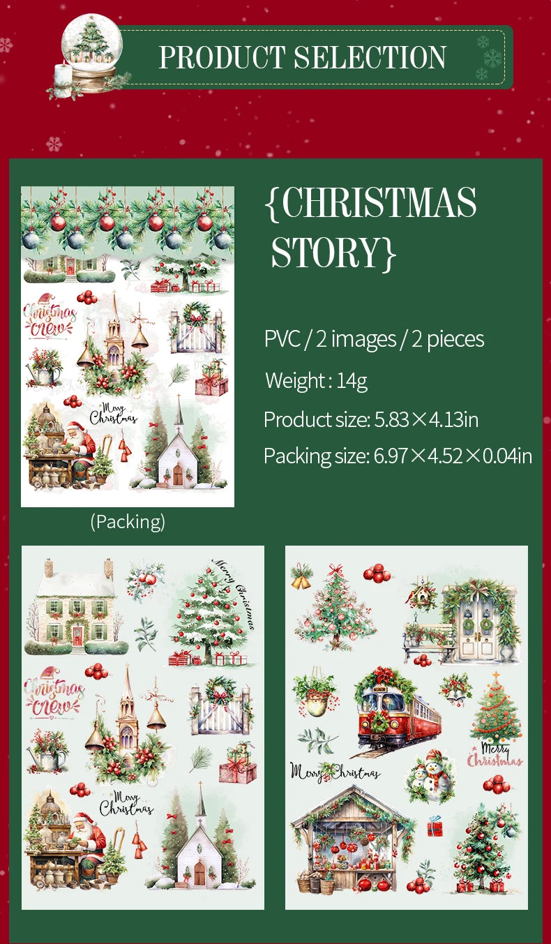 2 unids/pack stickersde pvc para Navidad, adhesivo, impermeable  y creativo