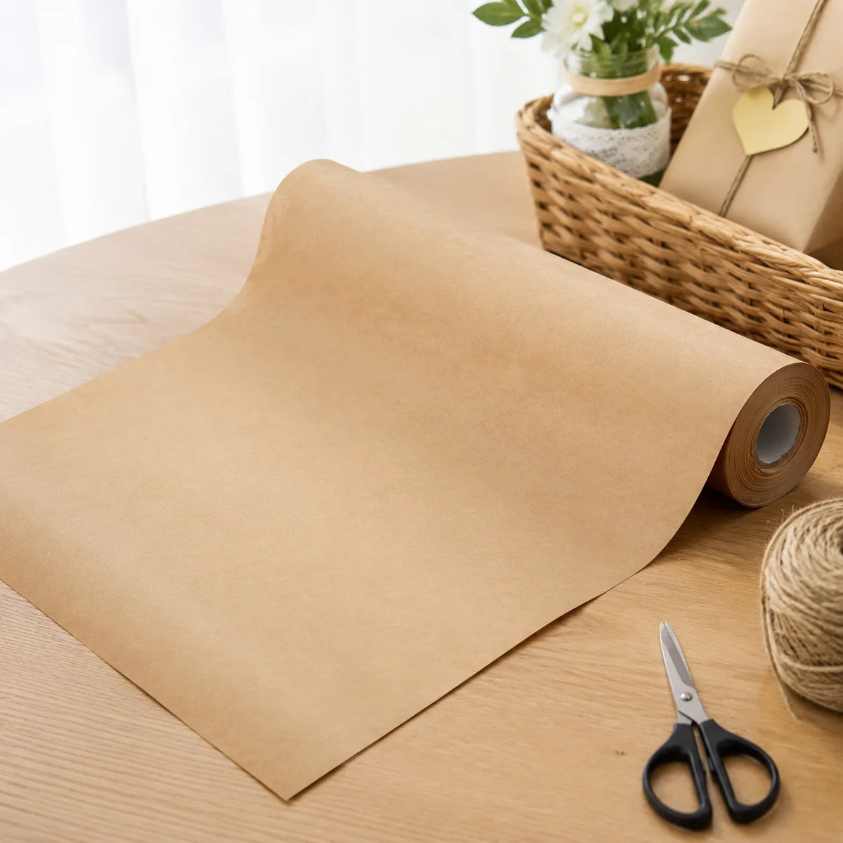 Rollo de papel kraft marrón para embalaje , dibujo y manualidades