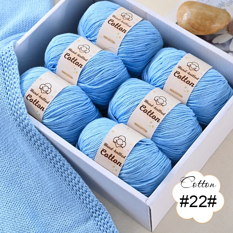 6 bolas de hilo de algodón puro de 300 g, hilo suave multicolor