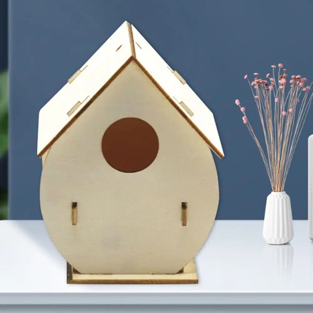 Casa de pájaro de madera para manualidades para el hogar, comedero colgante, 3 uds.