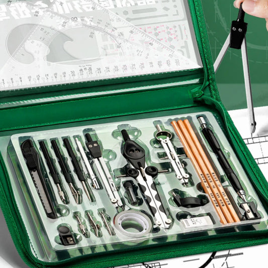 Juego de geometría con brazo oscilante de 7,8 pulgadas, juego de divisor transportador, regla de cuadrados, compás