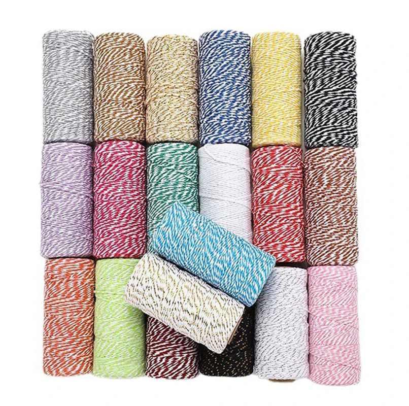 Cuerda de macramé de algodón para manualidades, cordón colorido de 100M y 2mm