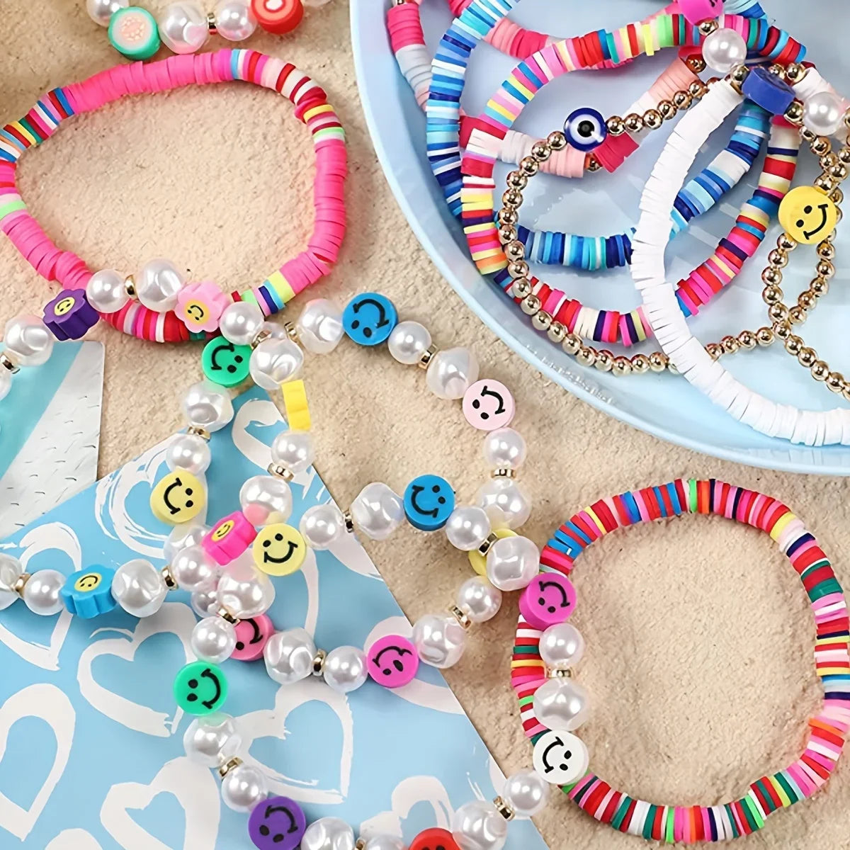 Kit de pulsera, juego de mostacillas, bandas de goma, Kit de fabricación de pulseras para pequeños artesanos