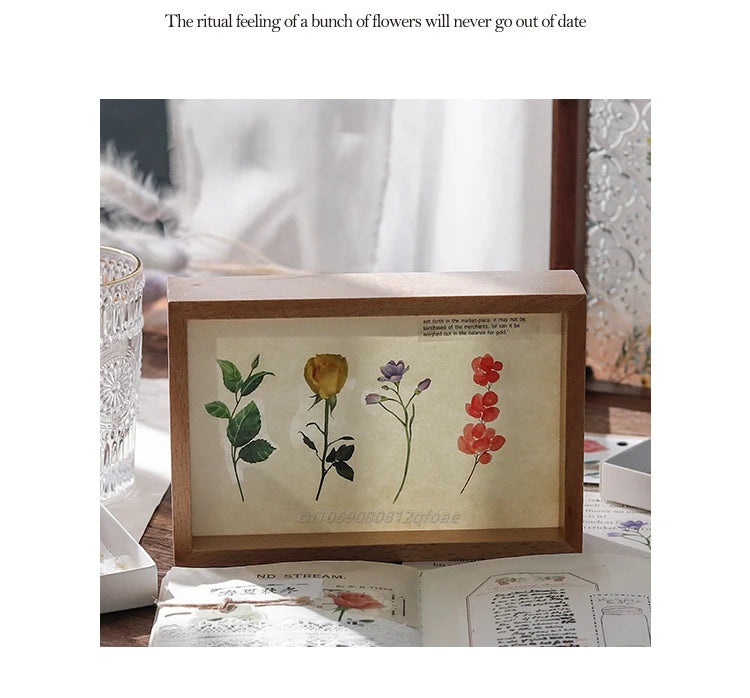 40 unids/bolsa planta naturaleza flor decorativa PVC pegatina de resina epoxi