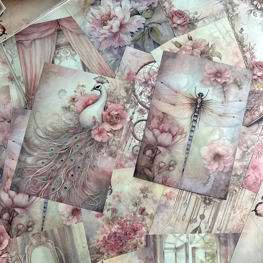 50 hojas de papel Retro para álbum de recortes, papel artesanal de fondo