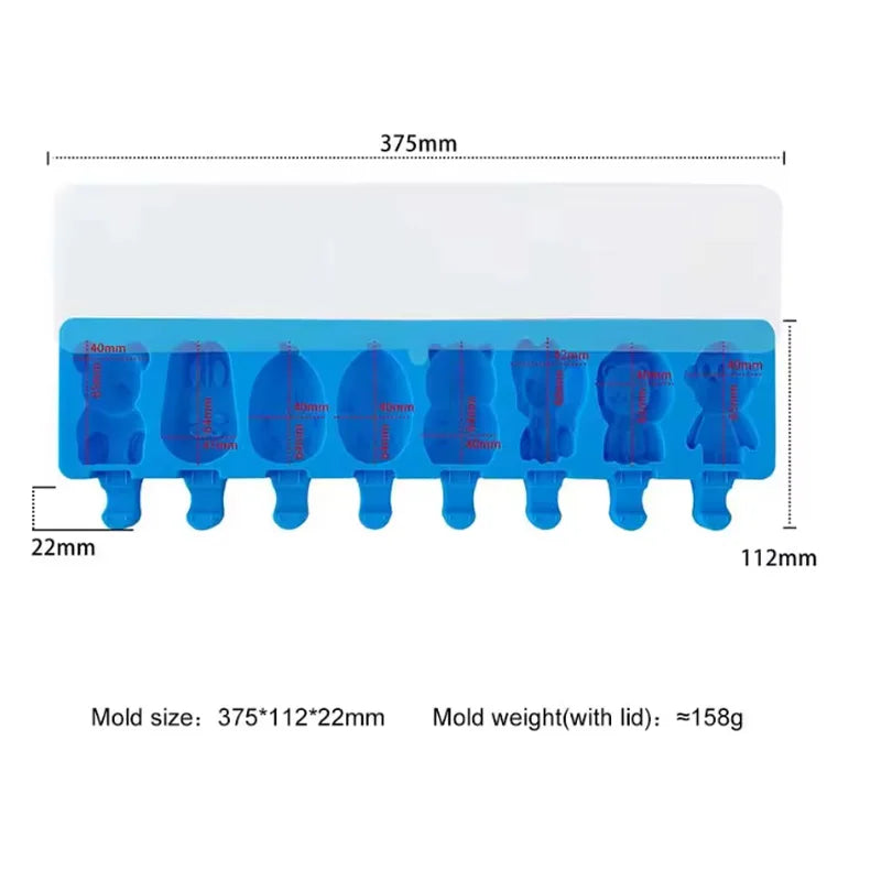 Molde de silicona para helados de 8 cavidades con diseños, para hacer helados caseros
