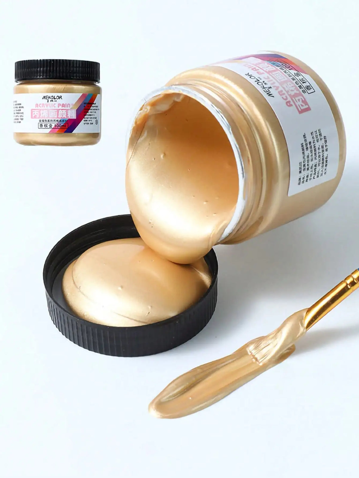 1 unidad de pintura acrílica de 100ml, en colores metalizados (oro, plata, cobre)