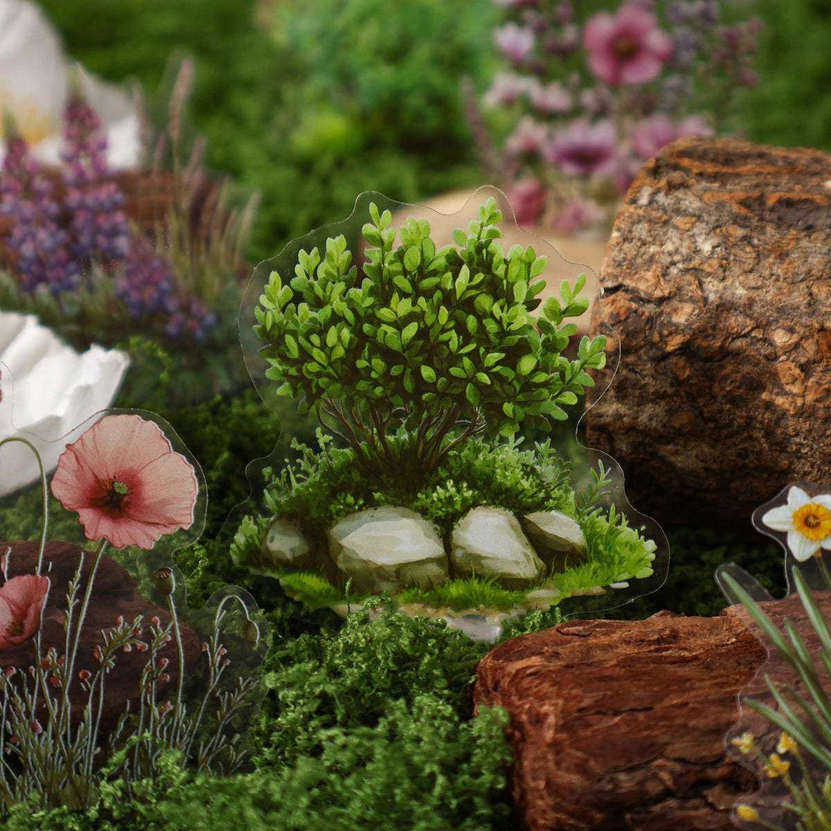 40/240 Uds. Stickers creativos vibrantes de plantas y flores