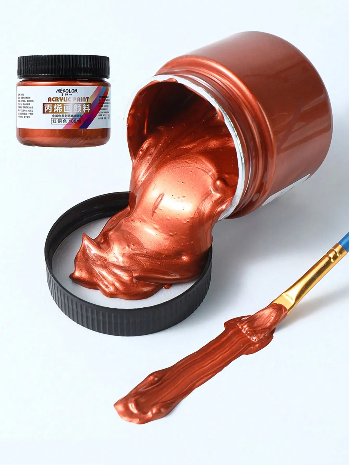 1 unidad de pintura acrílica de 100ml, en colores metalizados (oro, plata, cobre)
