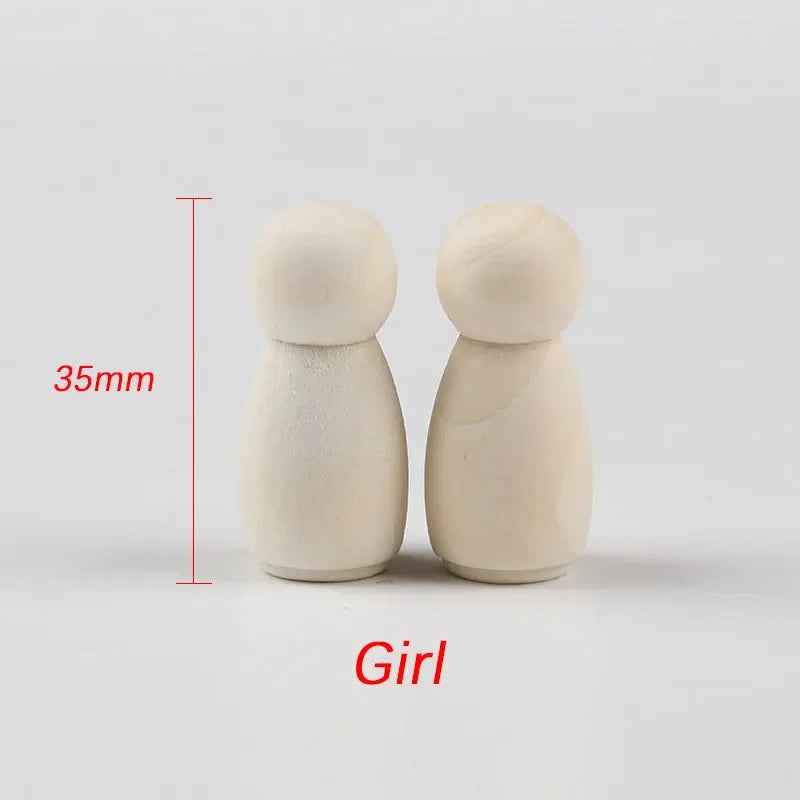 10 Uds. de muñecas de madera natural sin terminar, cuerpos para pintar