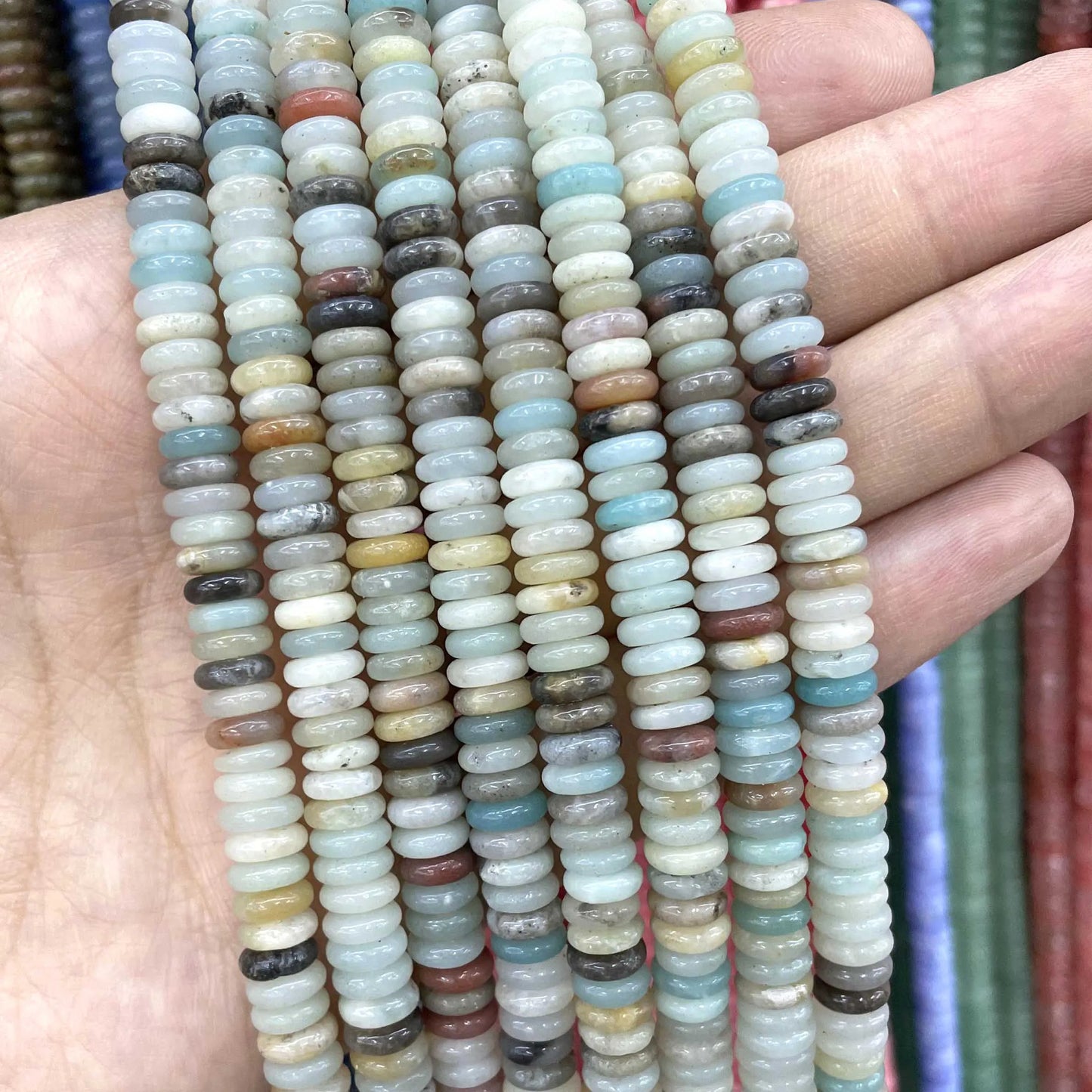 Rondelle de piedra Natural de 2x6mm, turquesas, cuarzo, jaspe, ágatas, mostacillas redondas, planas