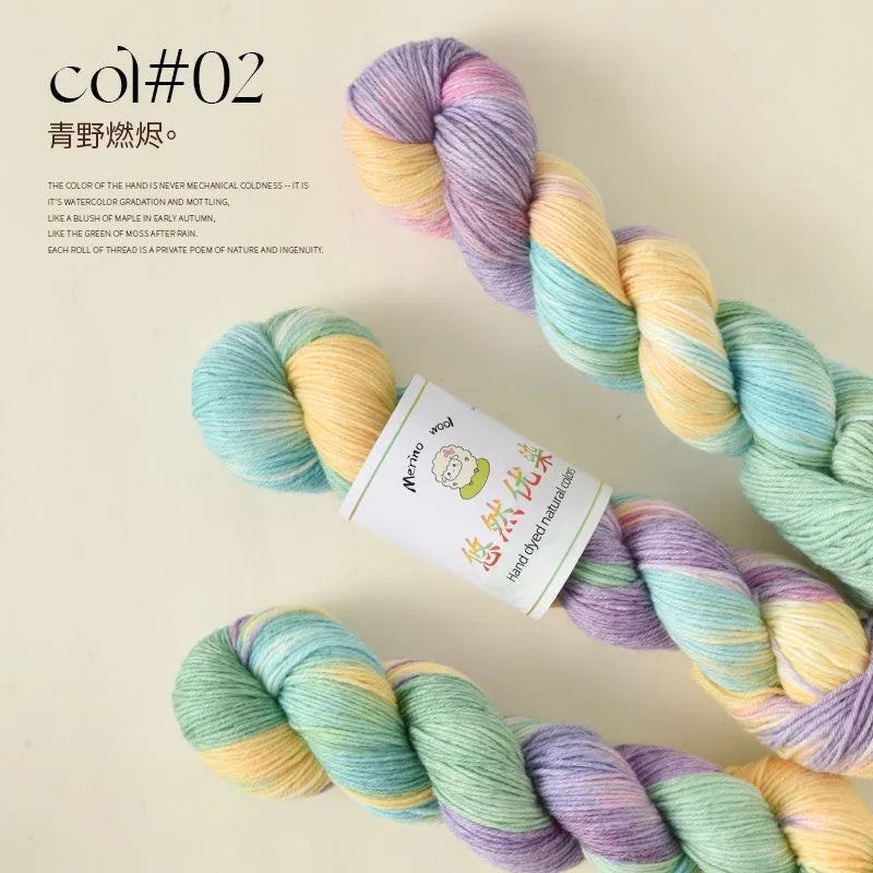 1 rollo de 100g/rollo de lana Merino colorido,  tejido de arcoíris para bebé