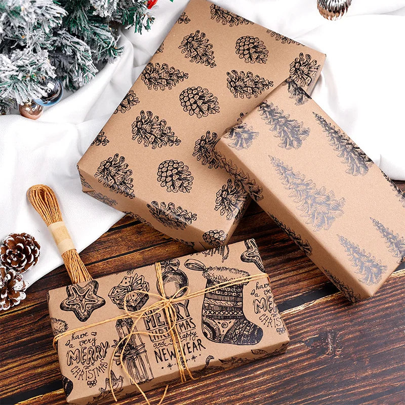 Rollo de papel de regalo, diseño de bayas de piña decoración navideña, 300*43 cm