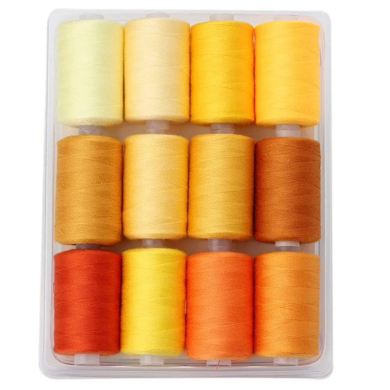 Rollo pequeño de hilo de poliéster para costura, conjunto de hilos de Color de 1000 yardas, 12 colores.