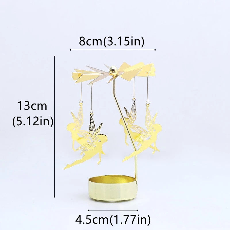 Porta velas giratorio de metal para decoración de Navidad