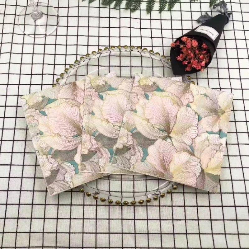 Servilletas estampadas de flores tridimensionales, 20 piezas/pac 33*33cm