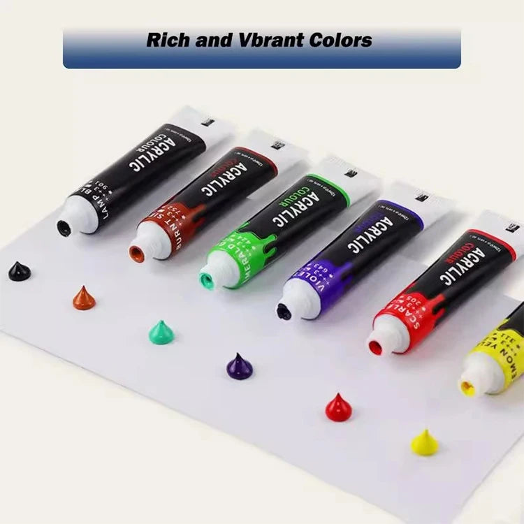 Juego de pintura acrílica metálica profesional, tubos de 12/24 colores y 12 ml.