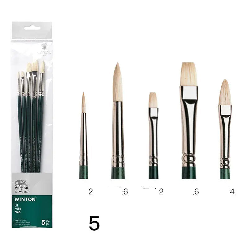Juego de Pinceles para Óleo Winsor & Newton - Pinceles Planos y en Forma de Abanico, de Cerda de Cerdo