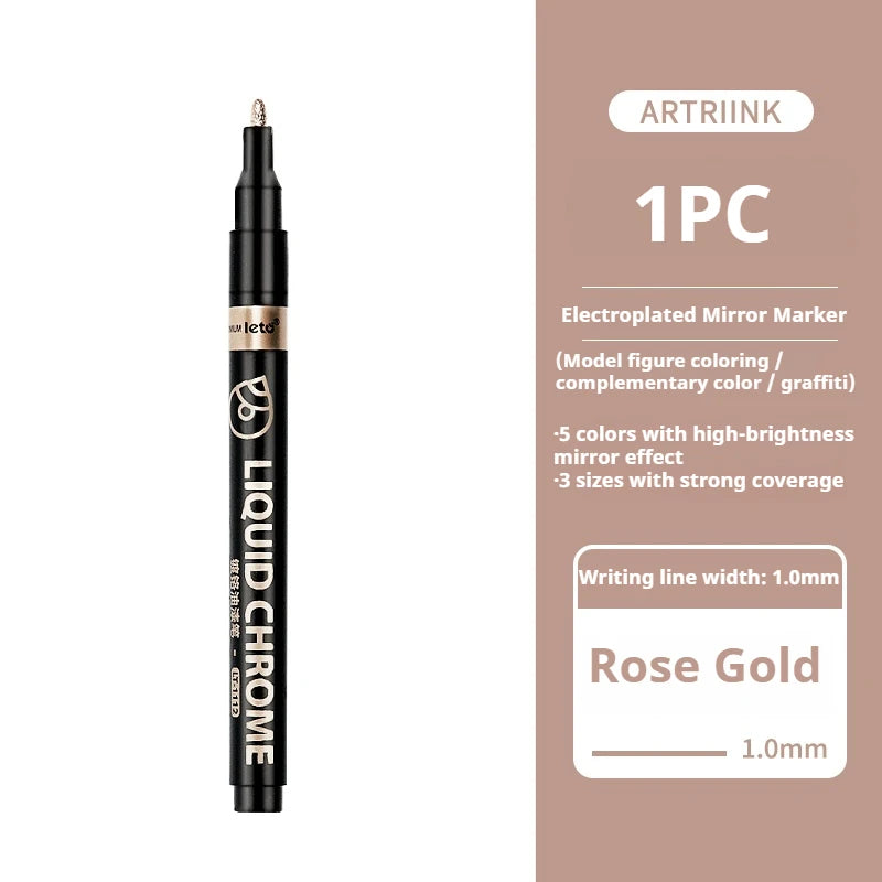 Bolígrafos de pintura espejo, tinta plateada, dorada y otros, punta de escritura de 1/2mm para modelo de Metal, madera, plástico y piedra, 1/6 Uds.
