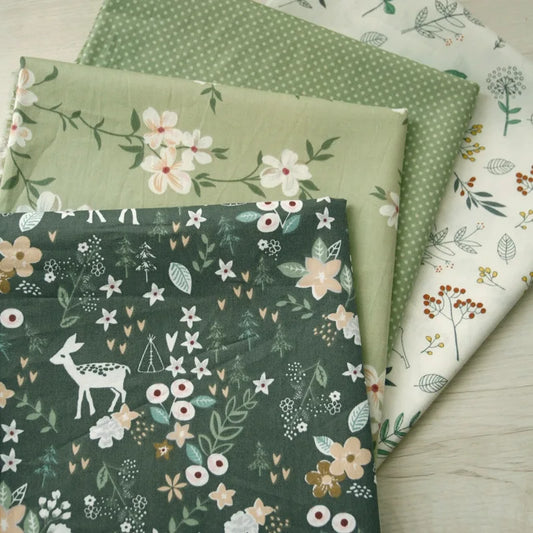 Serie verde, cereza, ciervo, tela de algodón, accesorios de costura, por medio metro 50*160cm