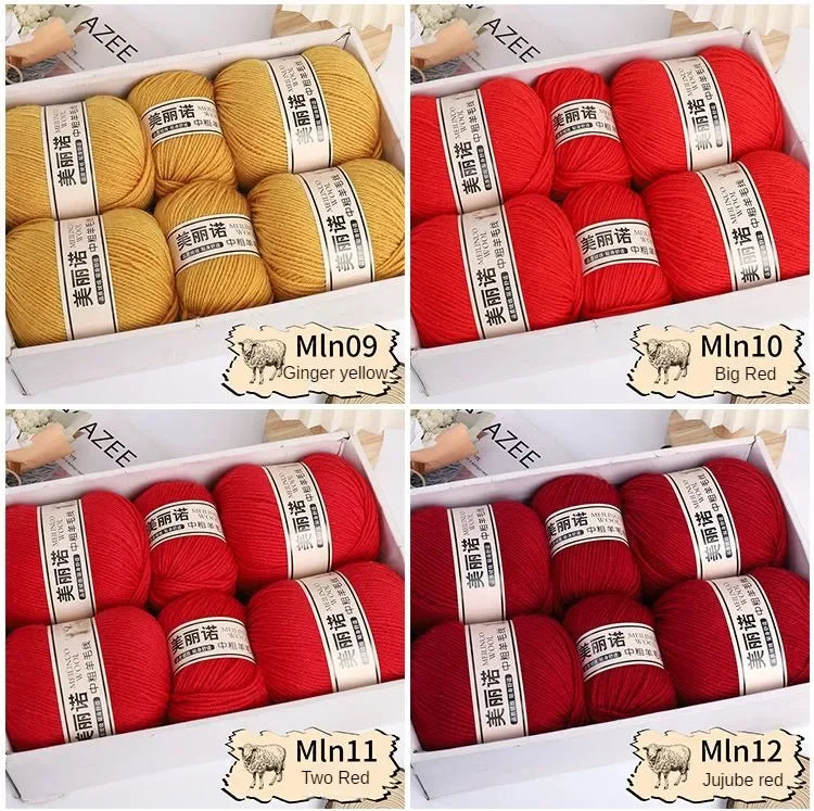 500 g/set de lana merina de 4 capas para tejer a mano