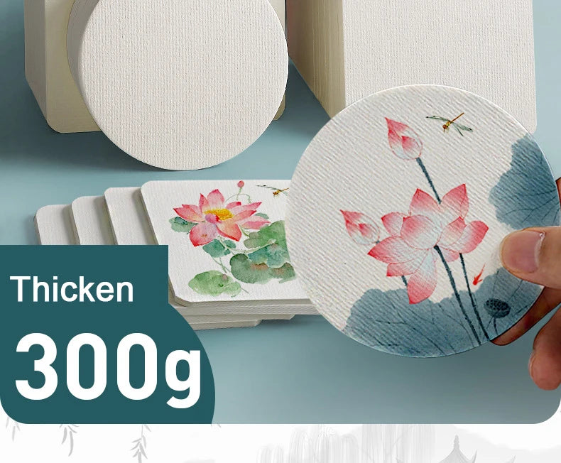 50 Tarjetas de  acuarela, postal gruesa, 300g, cuadrada, redonda, rectangular, mini bocetos