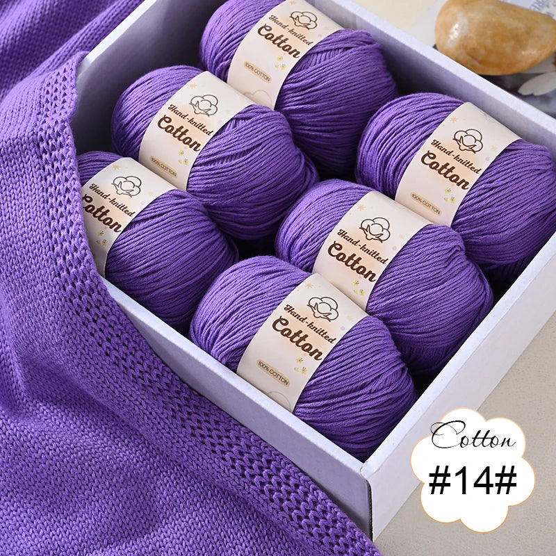 6 bolas de hilo de algodón puro de 300 g, hilo suave multicolor