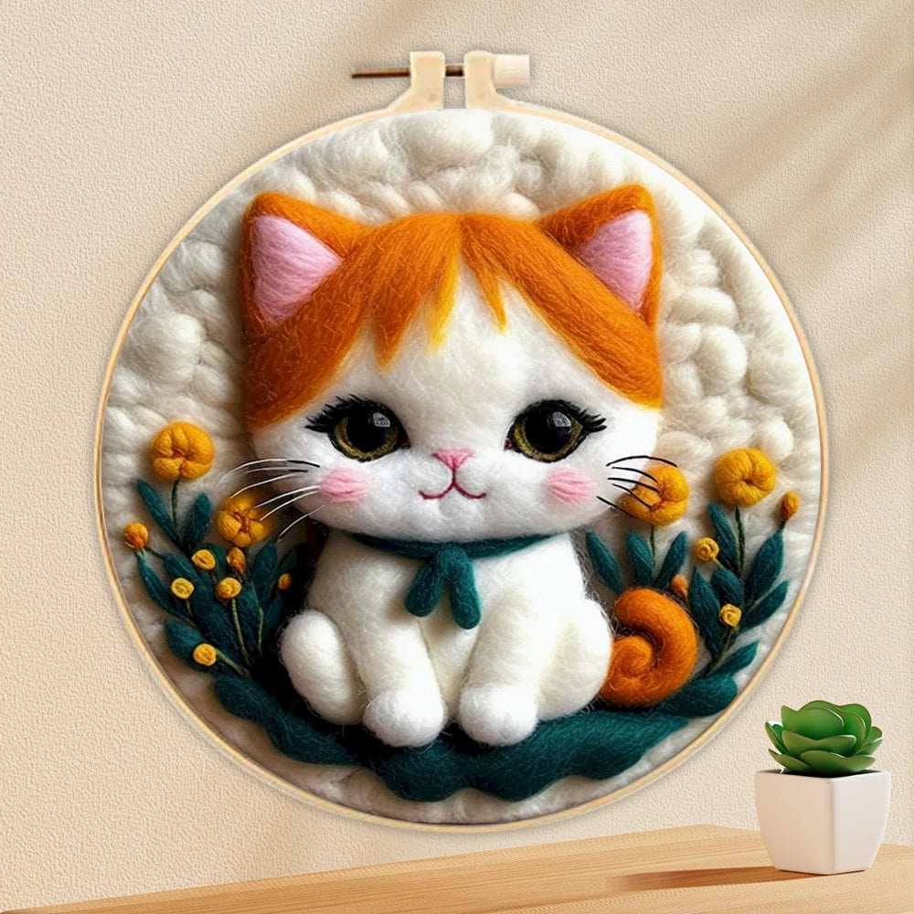 Juego de fieltro de lana artesanal, bordado de animales