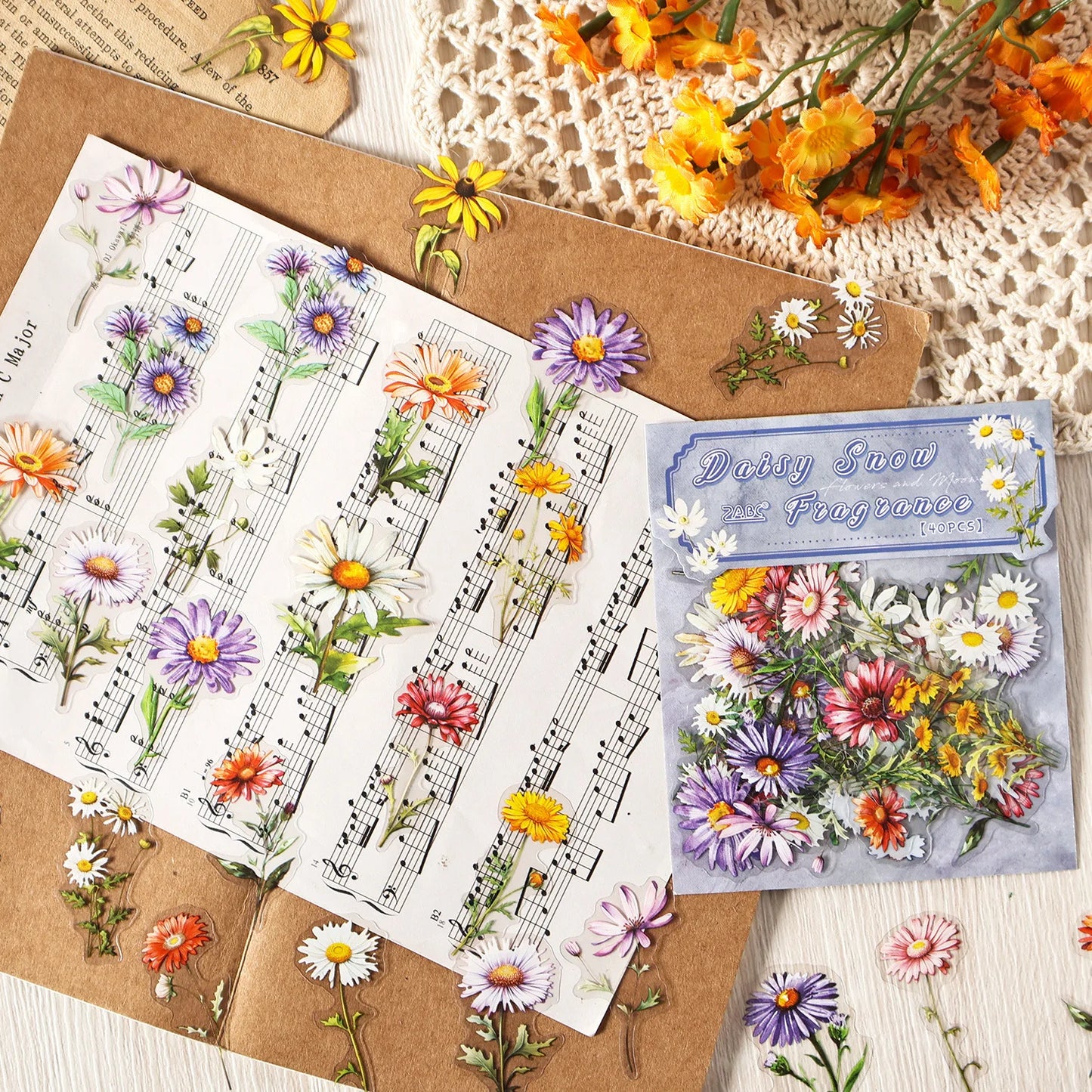 Paquete de pegatinas de jardín botánico, 40 Uds., calcomanías impermeables de plantas y flores