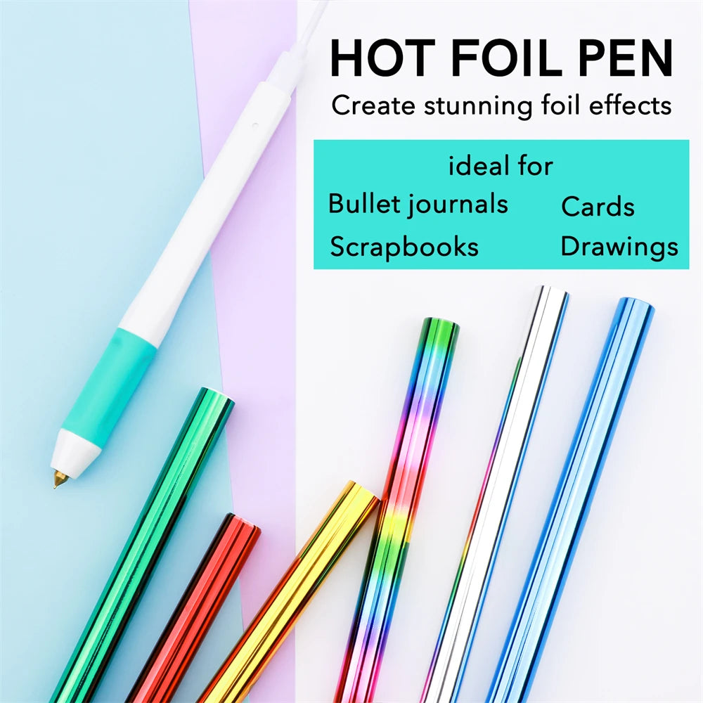 Bolígrafo de calor activo, juego de rollos de papel de aluminio 6 uds., punta de 0,8/1,5mm, mango delgado, agarre resistente al calor, 1 ud.